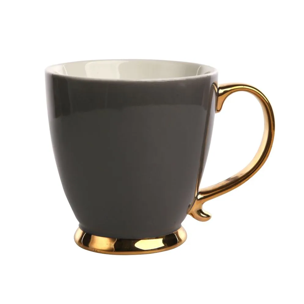 Duży Kubek Filiżanka Do Kawy I Herbaty Porcelanowy Altom Design Urban Gold Szary 400 Ml 9459